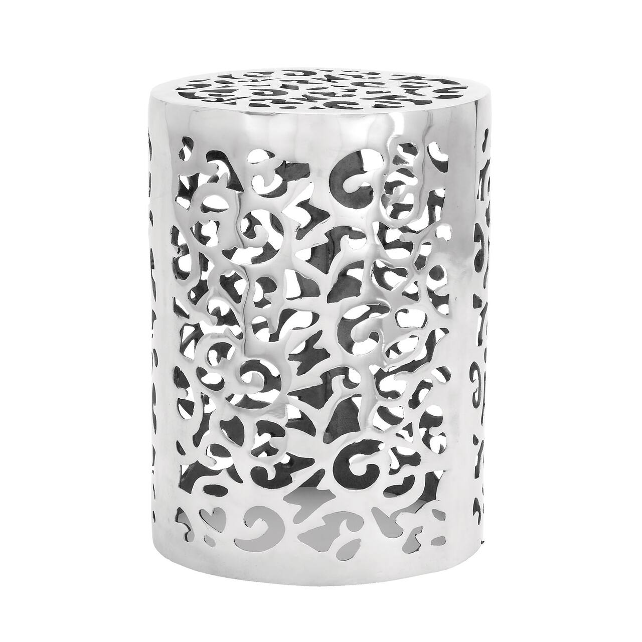 18" Silver Hollow Aluminum Contemporary Stool
